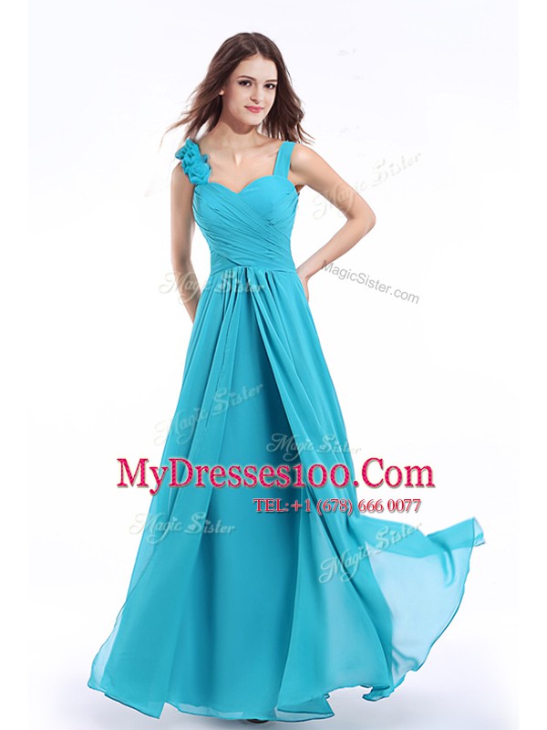 Nice Straps Sleeveless Ruching Lace Up Prom Party Dress