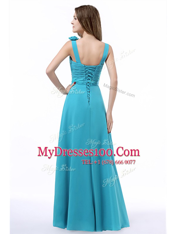Nice Straps Sleeveless Ruching Lace Up Prom Party Dress
