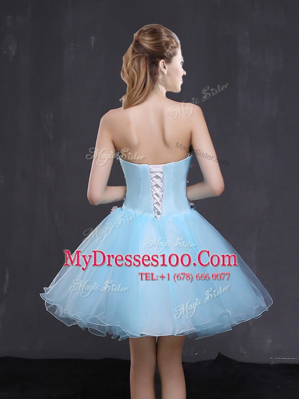 Noble Light Blue Sleeveless Appliques Mini Length Party Dress for Toddlers