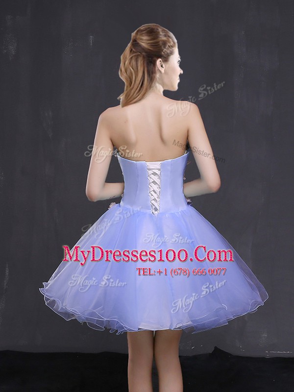 High Quality A-line Party Dress Lavender Sweetheart Tulle Sleeveless Mini Length Lace Up
