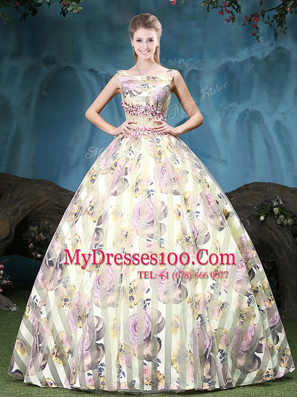 Ball Gowns Vestidos de Quinceanera Multi-color Straps Tulle Sleeveless Floor Length Lace Up