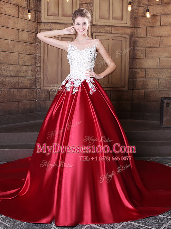 Hot Selling Scoop Wine Red Sleeveless Lace and Appliques Floor Length 15 Quinceanera Dress