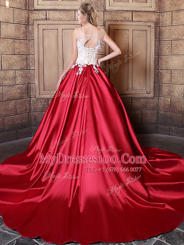 Hot Selling Scoop Wine Red Sleeveless Lace and Appliques Floor Length 15 Quinceanera Dress