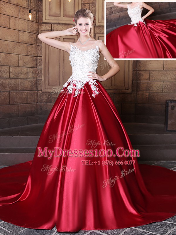 Hot Selling Scoop Wine Red Sleeveless Lace and Appliques Floor Length 15 Quinceanera Dress