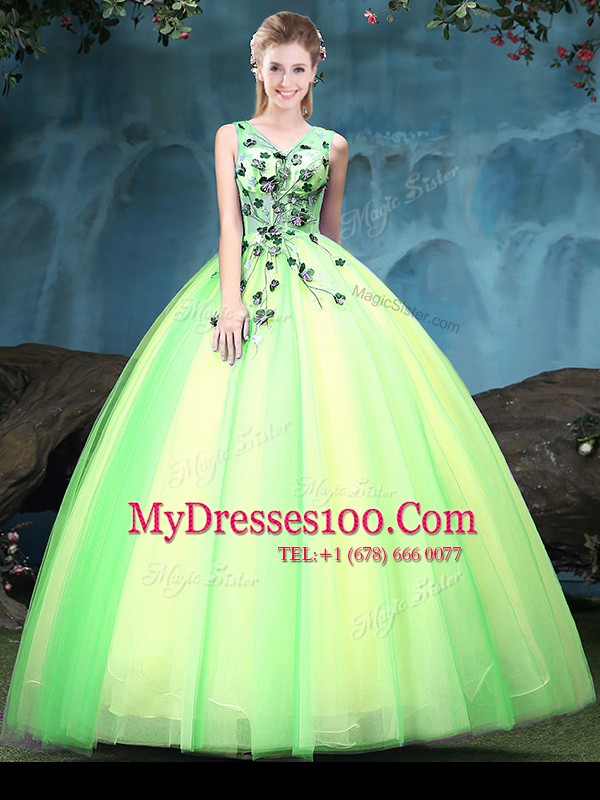 Floor Length Ball Gowns Sleeveless Multi-color Sweet 16 Dress Lace Up