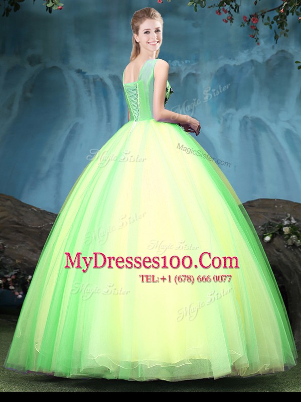 Floor Length Ball Gowns Sleeveless Multi-color Sweet 16 Dress Lace Up