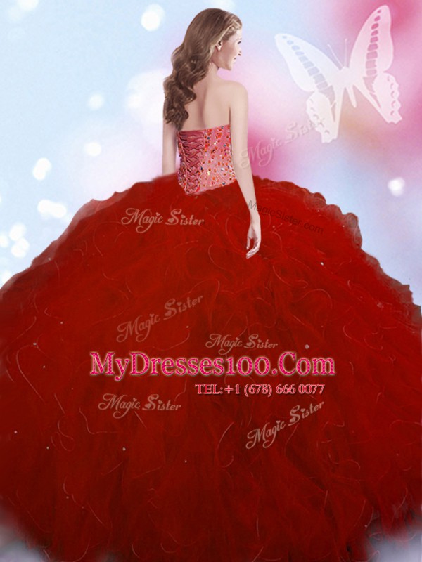 Nice Sweetheart Sleeveless Tulle Quinceanera Gowns Beading Lace Up