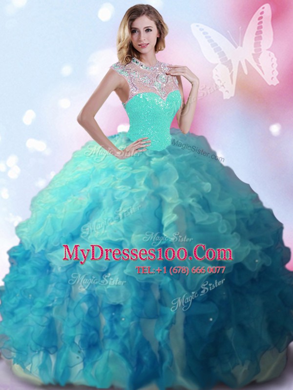 Floor Length Zipper Quinceanera Dresses Multi-color for Military Ball and Sweet 16 and Quinceanera with Beading