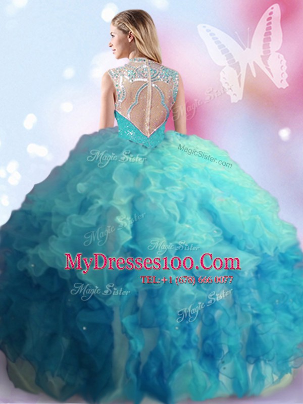 Floor Length Zipper Quinceanera Dresses Multi-color for Military Ball and Sweet 16 and Quinceanera with Beading