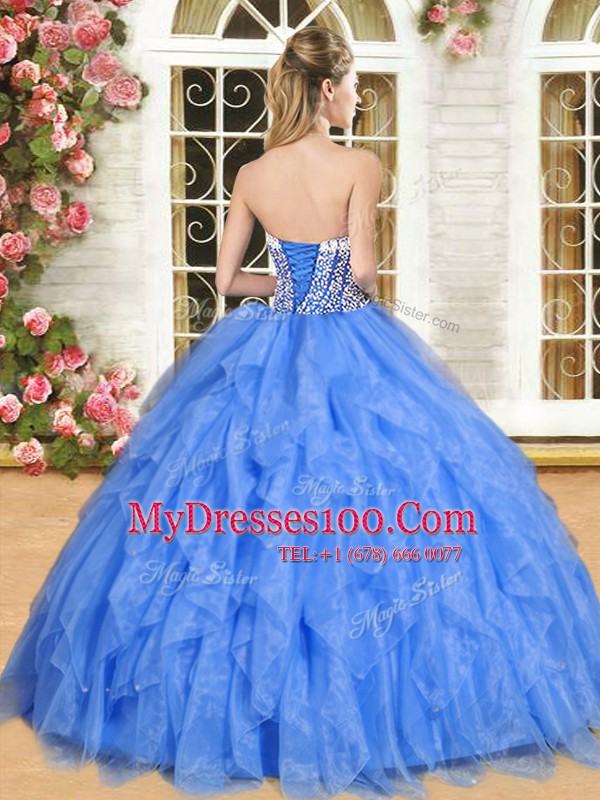 Hot Pink Sleeveless Organza Lace Up Ball Gown Prom Dress for Military Ball and Sweet 16 and Quinceanera