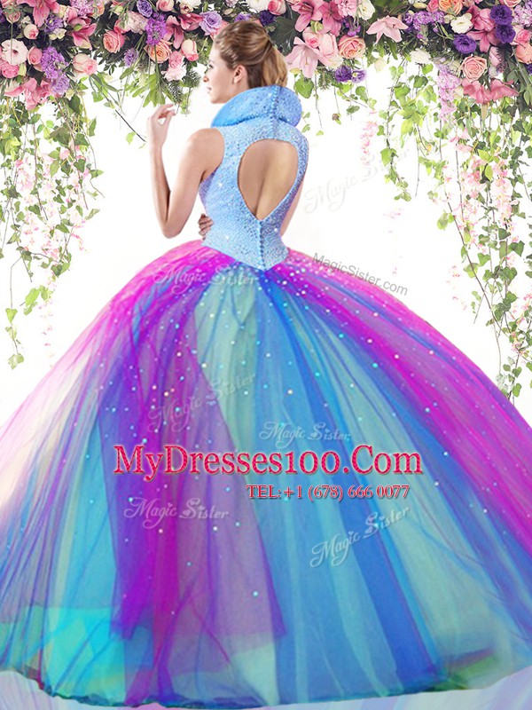 Smart Floor Length Ball Gowns Sleeveless Multi-color 15 Quinceanera Dress Backless