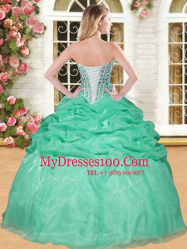 Sleeveless Lace Up Floor Length Beading and Pick Ups Sweet 16 Dresses