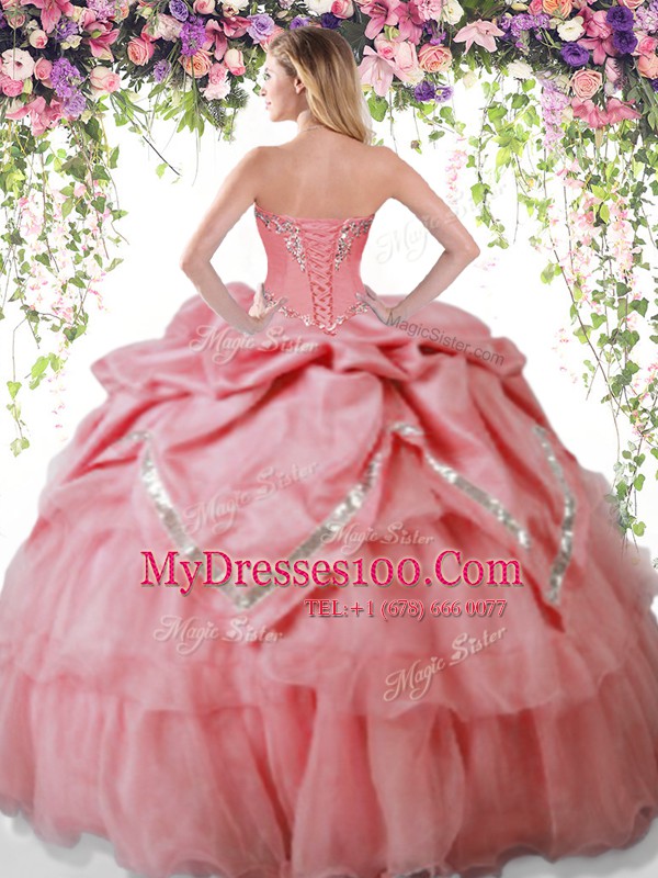 Spectacular Sleeveless Lace Up Floor Length Beading and Pick Ups 15 Quinceanera Dress