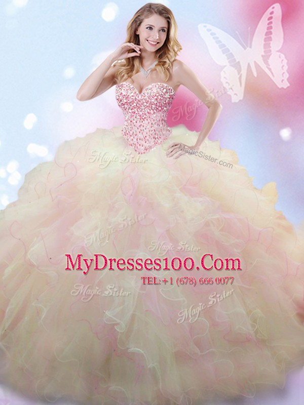 Sleeveless Beading Lace Up Sweet 16 Quinceanera Dress