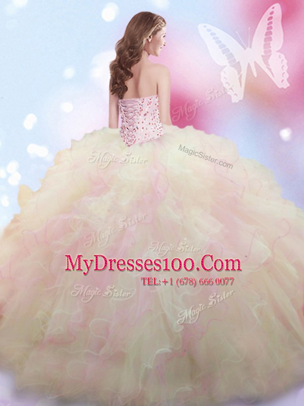 Sleeveless Beading Lace Up Sweet 16 Quinceanera Dress