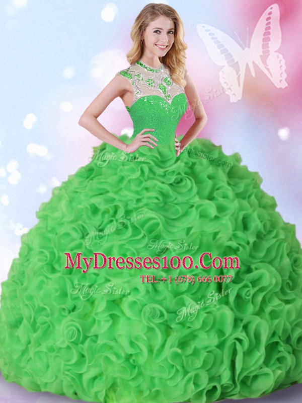 Glamorous Sleeveless Organza Floor Length Zipper Ball Gown Prom Dress in with Beading and Ruffles