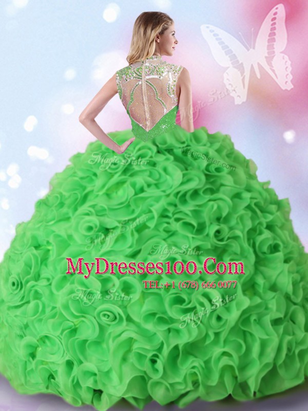 Glamorous Sleeveless Organza Floor Length Zipper Ball Gown Prom Dress in with Beading and Ruffles