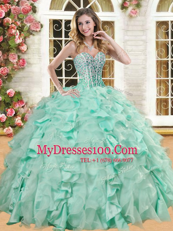 Floor Length Ball Gowns Sleeveless Light Blue Quince Ball Gowns Lace Up