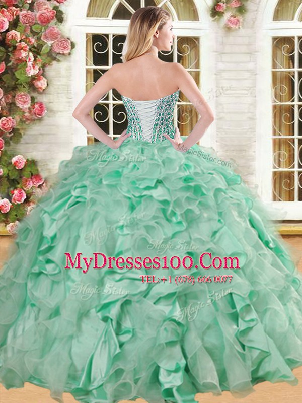 Floor Length Ball Gowns Sleeveless Light Blue Quince Ball Gowns Lace Up