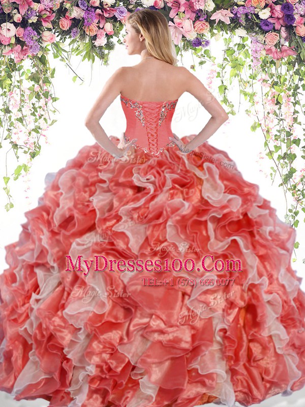Sleeveless Lace Up Floor Length Beading and Ruffles Quinceanera Dresses
