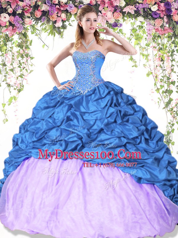 Modern Multi-color Ball Gowns Taffeta Sweetheart Sleeveless Pick Ups Floor Length Lace Up Quince Ball Gowns