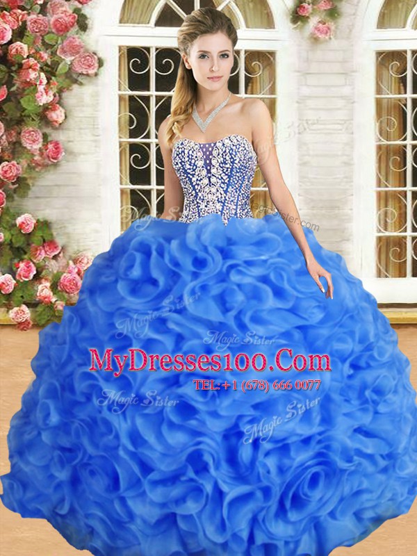 Sleeveless Floor Length Beading and Ruffles Lace Up Sweet 16 Dresses with Red