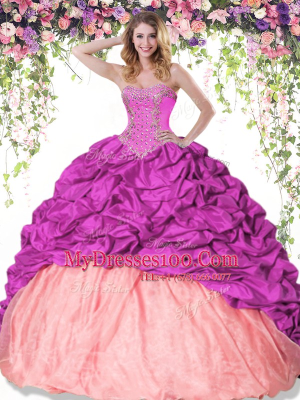 Beauteous Floor Length Lace Up Sweet 16 Quinceanera Dress Multi-color for Military Ball and Sweet 16 and Quinceanera with Beading and Pick Ups