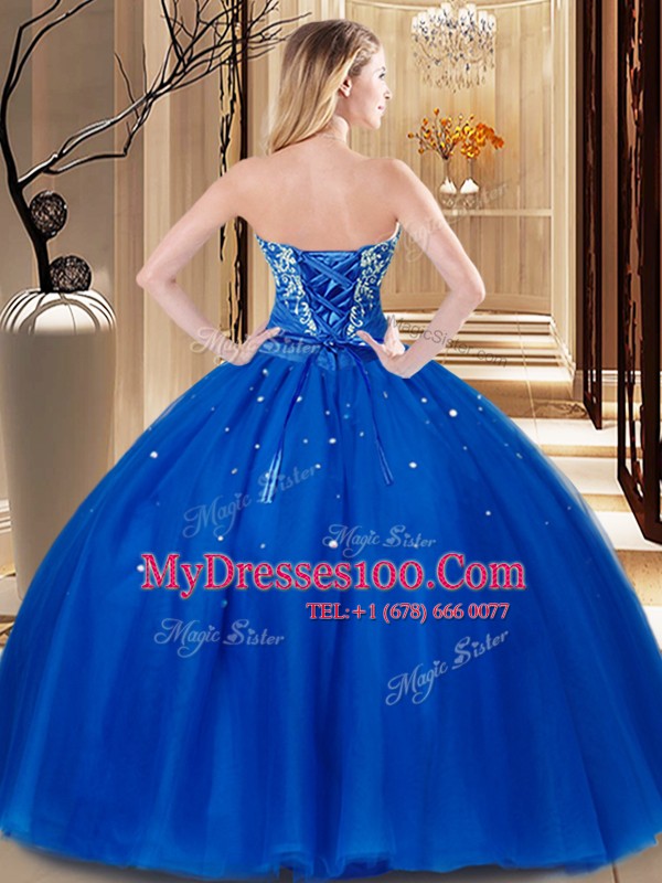 On Sale Red Ball Gowns Beading and Embroidery 15 Quinceanera Dress Lace Up Tulle Sleeveless Floor Length