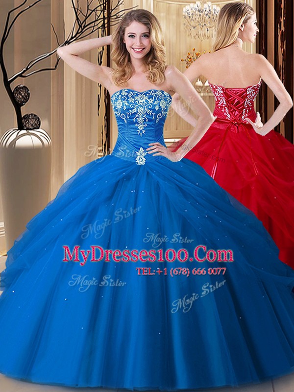 Elegant Royal Blue Sweetheart Neckline Embroidery Quinceanera Dresses Sleeveless Lace Up