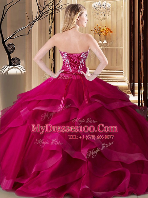 Graceful Quinceanera Dresses Military Ball and Sweet 16 and Quinceanera and For with Embroidery and Ruffles Sweetheart Sleeveless Lace Up