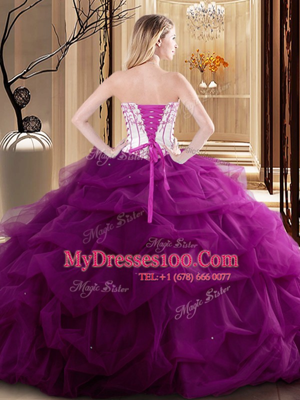 Free and Easy Sleeveless Lace Up Floor Length Embroidery and Ruffled Layers Quinceanera Dress