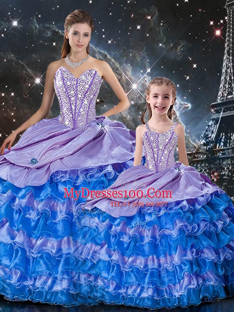 Sleeveless Beading and Ruffles Lace Up Quinceanera Gown