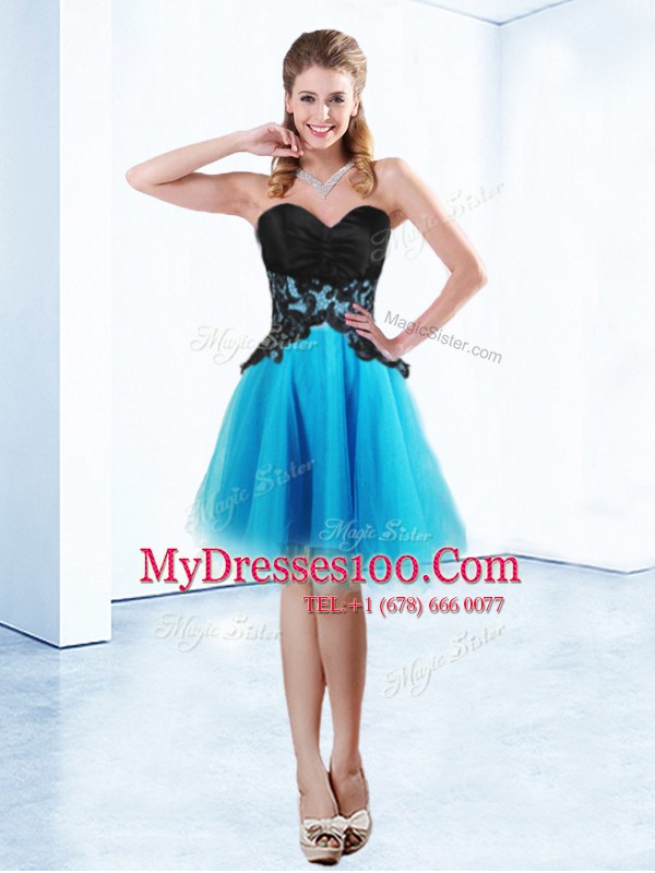 Trendy Baby Blue Sweetheart Lace Up Appliques Evening Wear Sleeveless