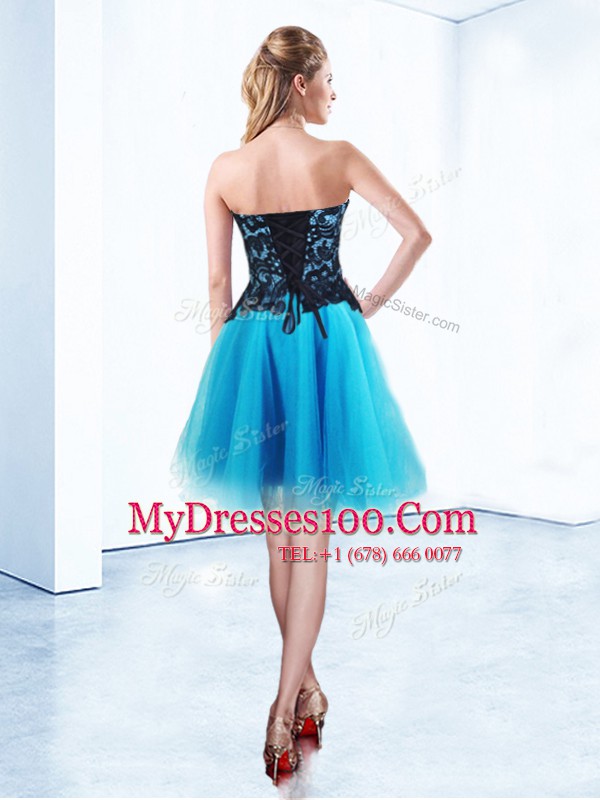 Trendy Baby Blue Sweetheart Lace Up Appliques Evening Wear Sleeveless