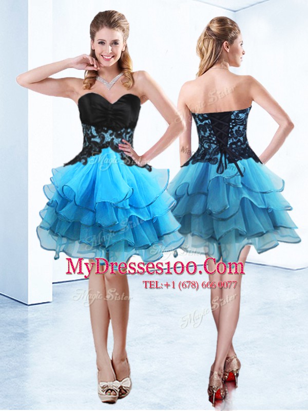 Organza Sleeveless Mini Length Military Ball Dresses For Women and Ruffled Layers
