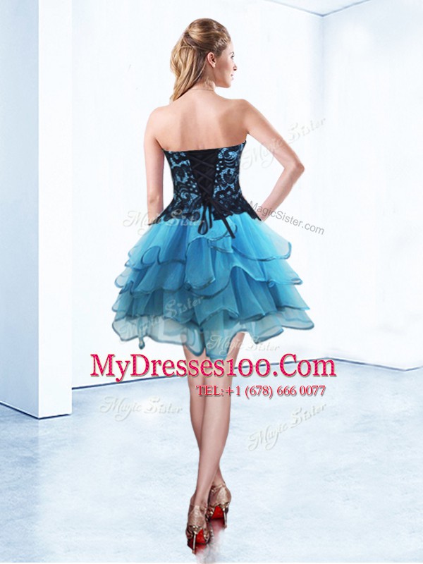 Organza Sleeveless Mini Length Military Ball Dresses For Women and Ruffled Layers