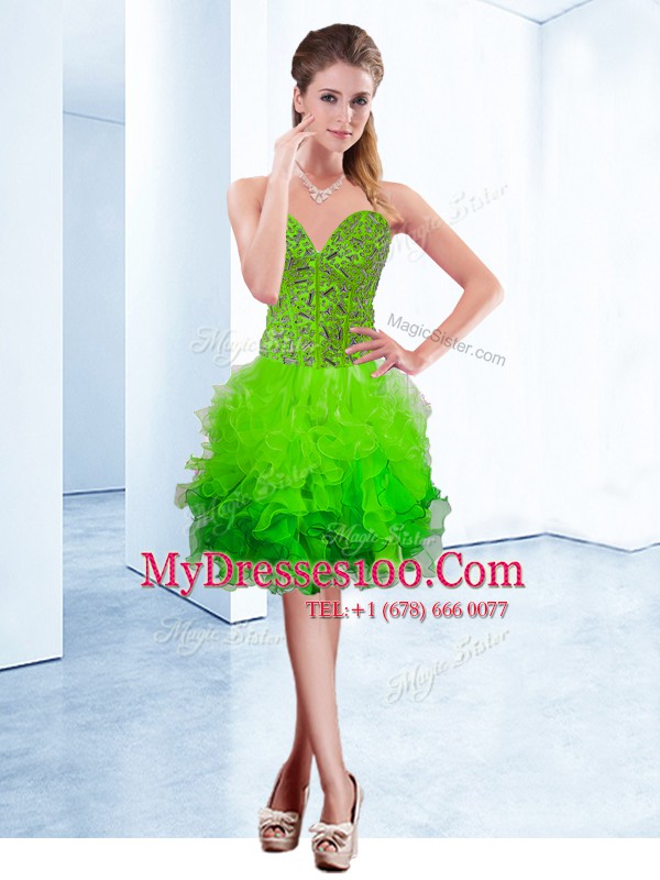 Colorful A-line Ruffles Military Ball Dresses For Women Lace Up Organza Sleeveless Knee Length