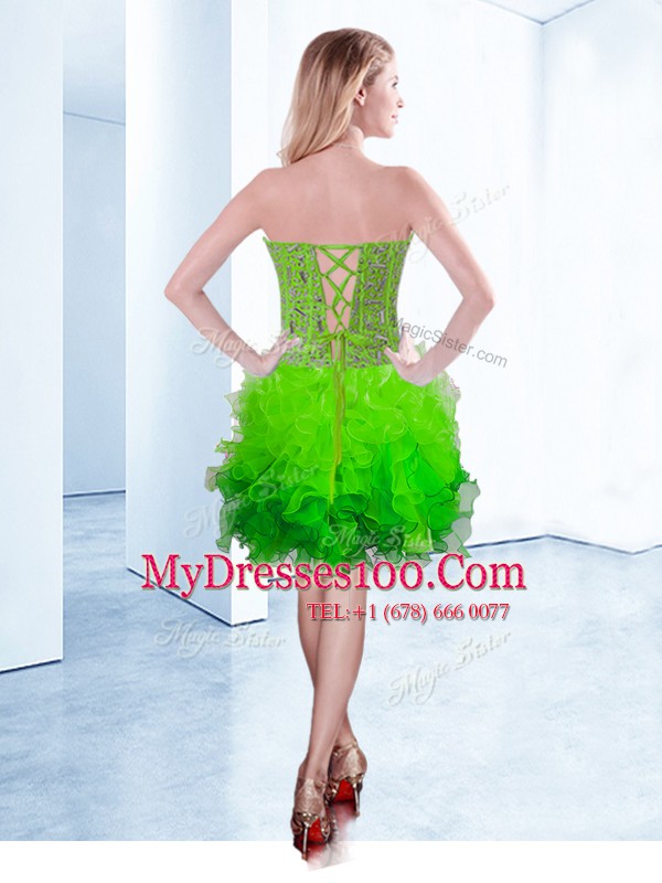 Colorful A-line Ruffles Military Ball Dresses For Women Lace Up Organza Sleeveless Knee Length