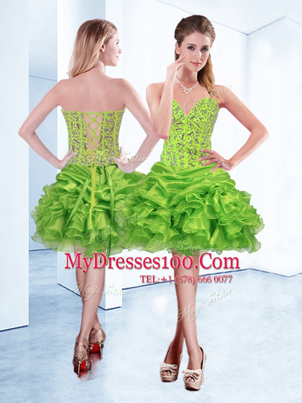 Affordable Sleeveless Beading and Ruffles Mini Length Pageant Dress
