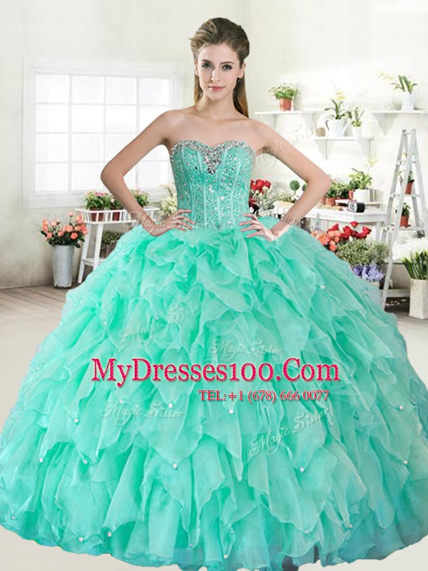 Watermelon Red and Coral Red Sweetheart Lace Up Beading 15 Quinceanera Dress Sleeveless