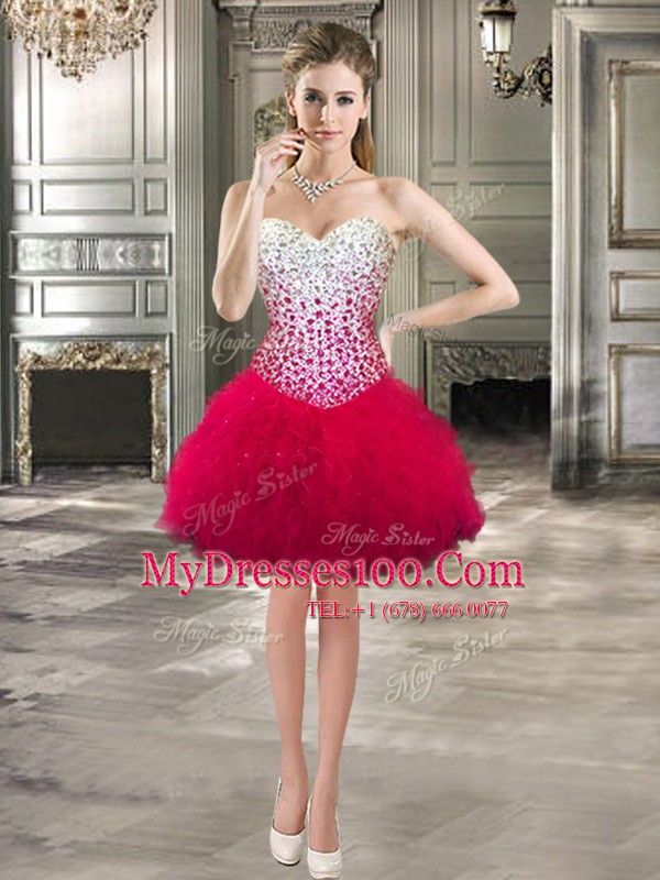 Four Piece Floor Length Hot Pink 15 Quinceanera Dress Sweetheart Sleeveless Lace Up