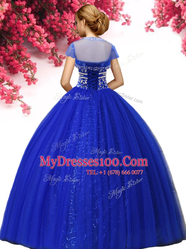 Sleeveless Lace Up Floor Length Beading Sweet 16 Dresses