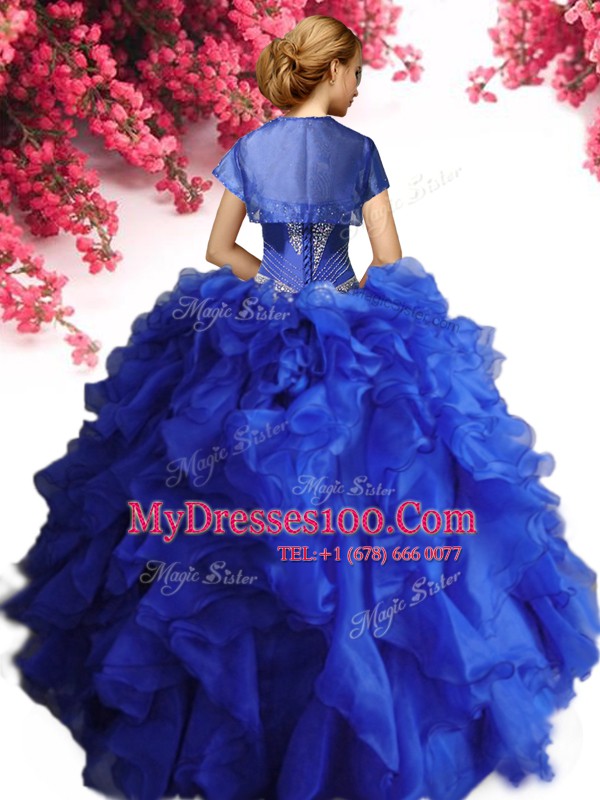 Cheap Floor Length Ball Gowns Sleeveless Royal Blue Quinceanera Dresses Lace Up