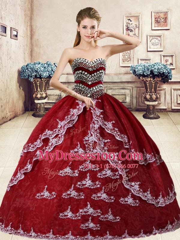 New Style Sweetheart Sleeveless Organza Quinceanera Gowns Beading and Appliques Lace Up