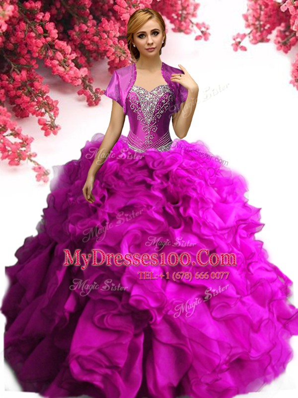Sleeveless Beading and Ruffles Lace Up Quinceanera Gowns
