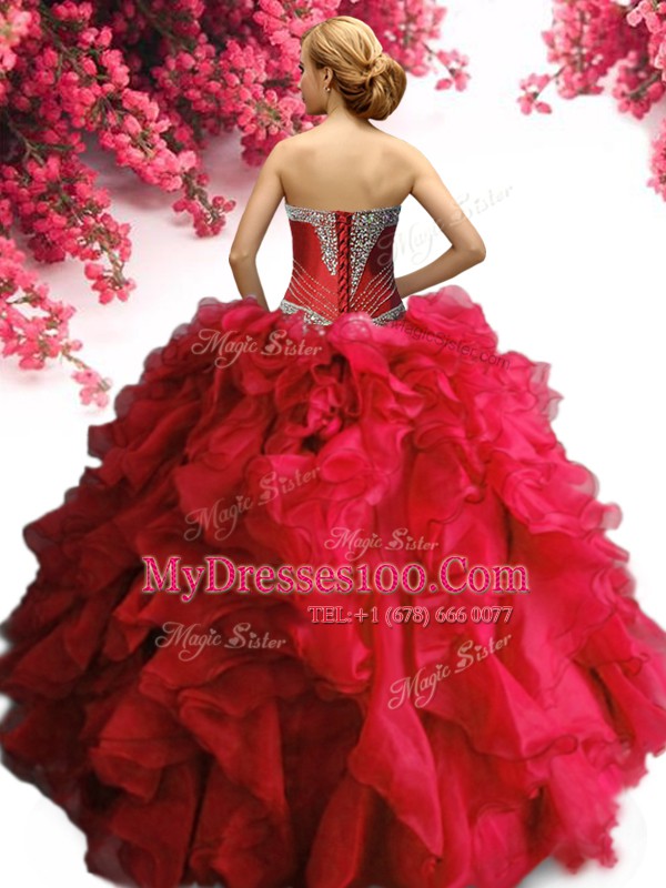 Sleeveless Beading and Ruffles Lace Up Quinceanera Gowns