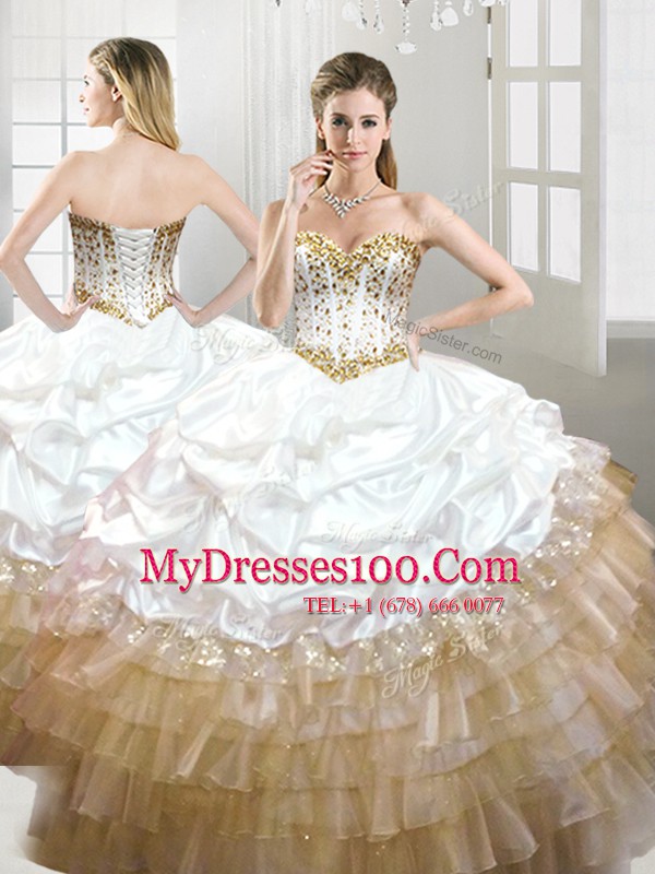Multi-color Quince Ball Gowns Military Ball and Sweet 16 and Quinceanera and For with Beading and Pick Ups Sweetheart Sleeveless Lace Up