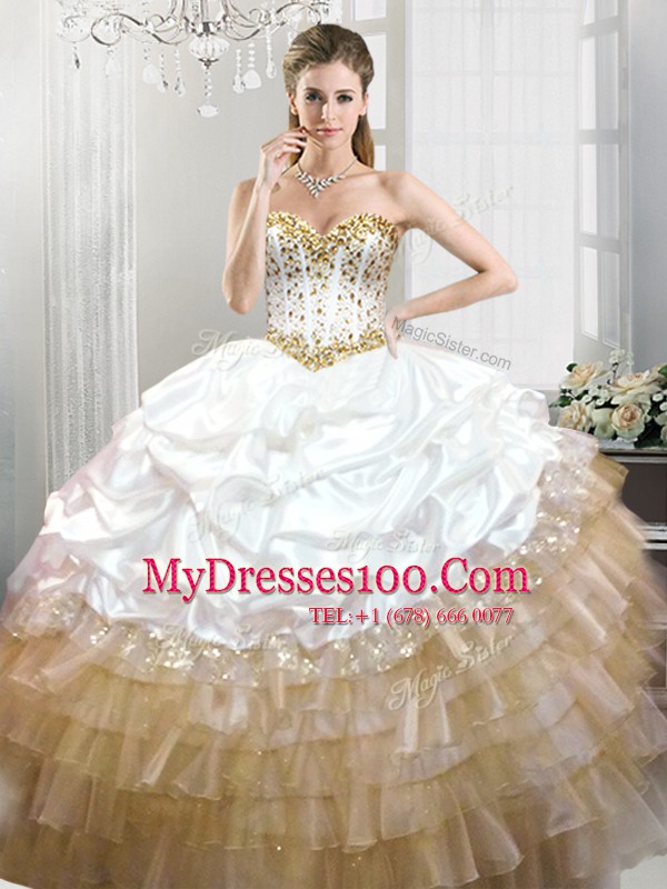 Multi-color Quince Ball Gowns Military Ball and Sweet 16 and Quinceanera and For with Beading and Pick Ups Sweetheart Sleeveless Lace Up
