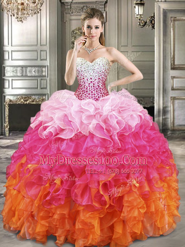 Low Price Three Piece Sweetheart Sleeveless Organza Vestidos de Quinceanera with Jewelry Beading Lace Up