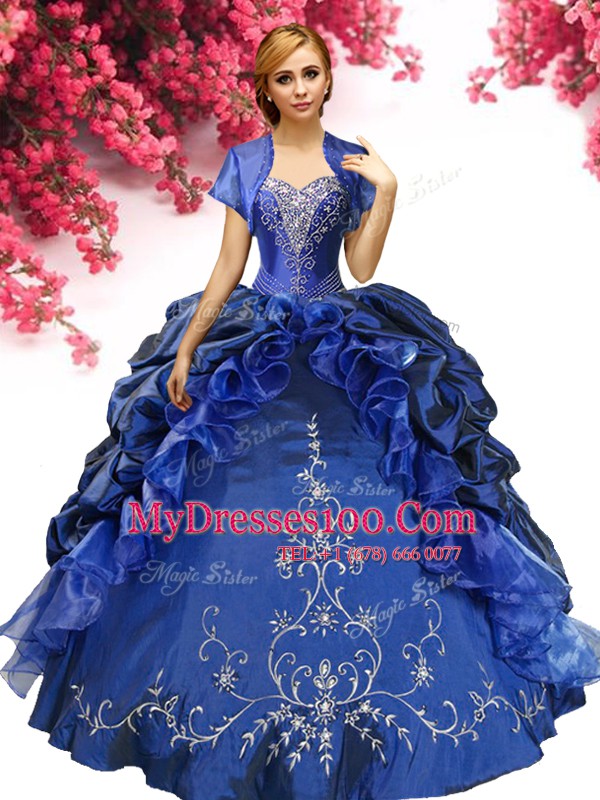 Most Popular Taffeta Sleeveless Floor Length Sweet 16 Quinceanera Dress and Beading and Embroidery